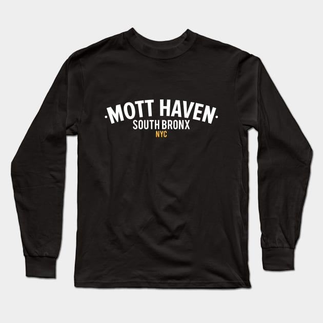 Mott Haven Bronx NYC- Modern Minimalistic Typography Long Sleeve T-Shirt by Boogosh